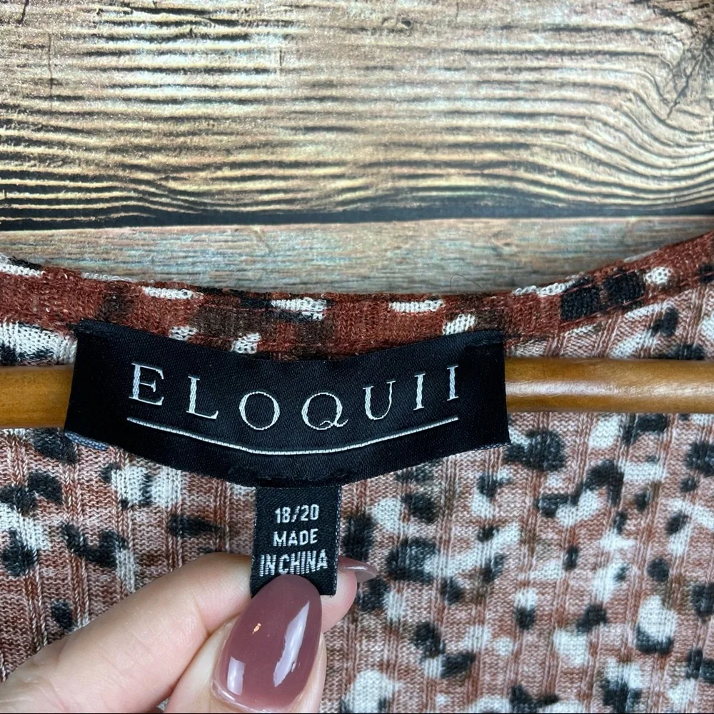 Eloquii Leopard Print Ribbed Tie Waist Midi Dress Size 18/20 - Picture 4 of 9